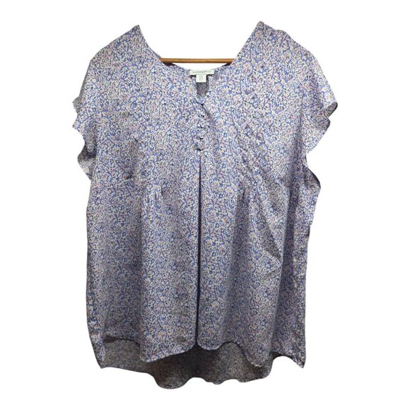 Carolina Belle Chiffon Printed Ruffle V Neck  Blouse - Picture 1 of 7